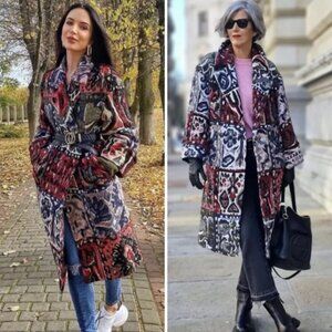 NWT ZARA Blogger Favorite LMT Edition Patchwork Multi Jacquard Coat